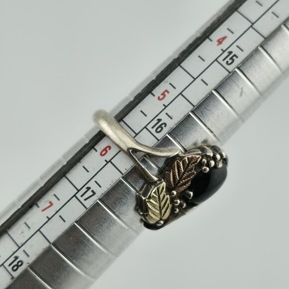 COLEMAN CO Sterling Silver And 12K Yellow, Rose Gold Natural Black Onyx 5.50 VTG - Picture 2 of 12